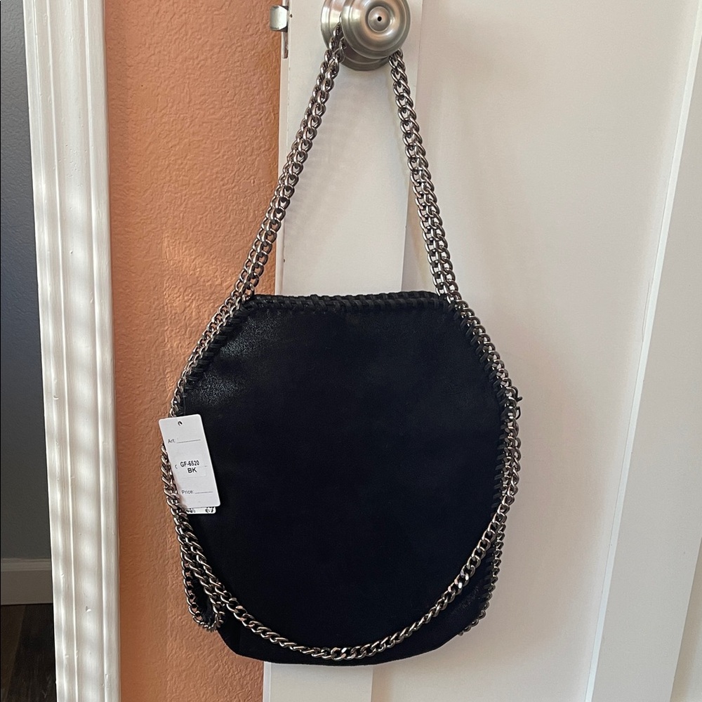 NWT Vici Black Vegan Suede Chain Strap Handbag